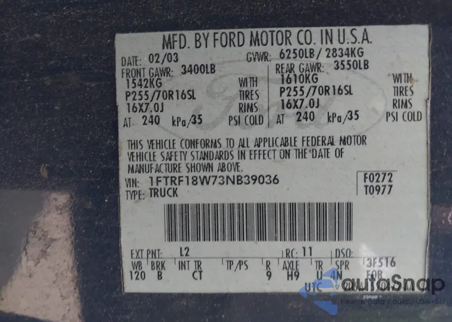 1FTRF18W73NB39036: 43239535