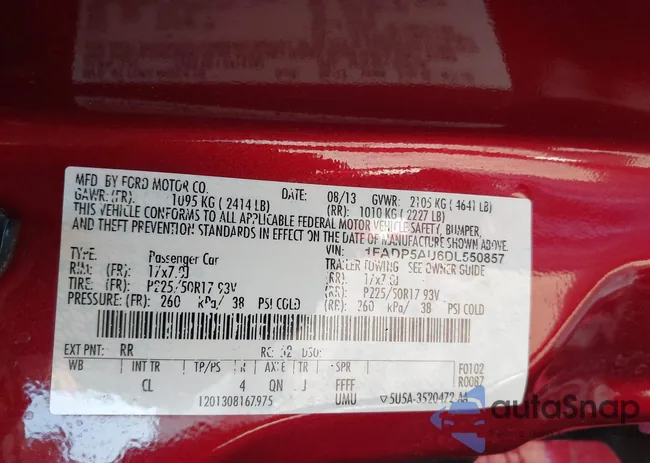 1FADP5AU6DL550857: 43239575