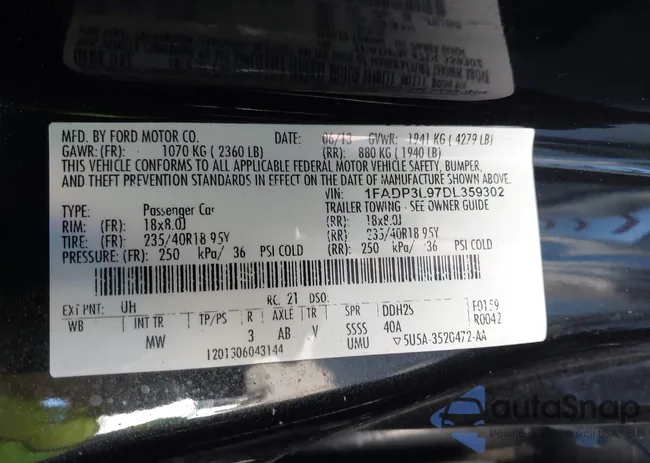 1FADP3L97DL359302: 43239671