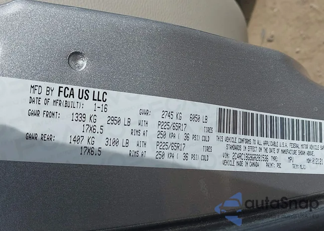 2C4RC1BG9GR281536: 43240867