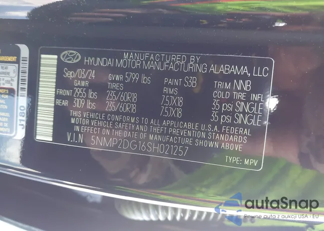 5NMP2DG16SH021257: 43241000