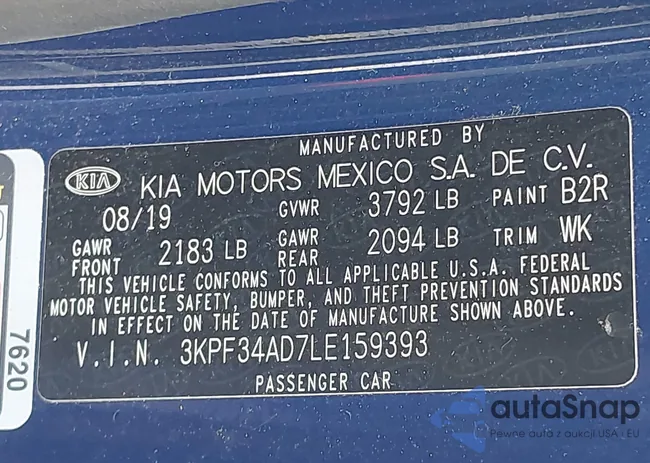 3KPF34AD7LE159393: 43241046