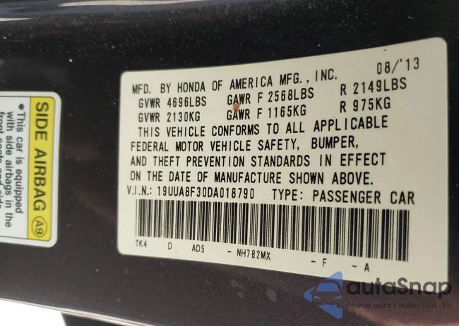 19UUA8F30DA018790: 43241049