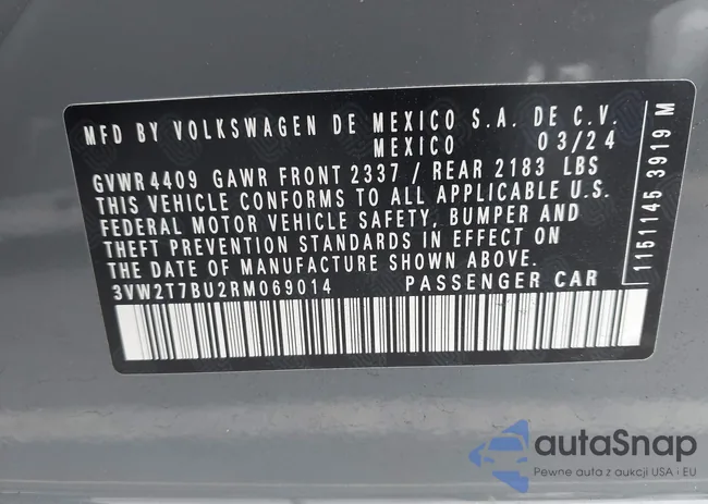 3VW2T7BU2RM069014: 43241139