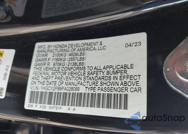 1HGCY2F89PA028089: 43241157