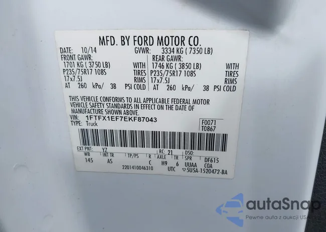 1FTFX1EF7EKF87043: 43241251