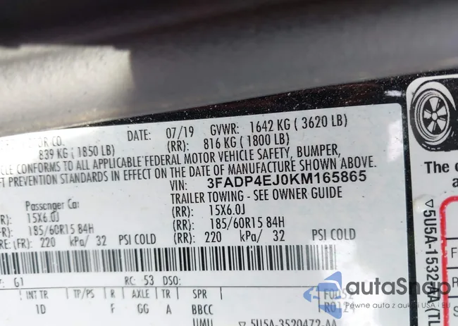 3FADP4EJ0KM165865: 43241280