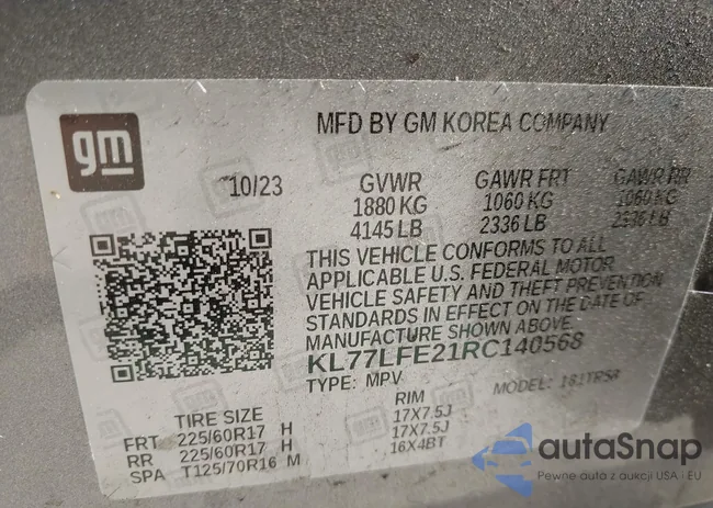 KL77LFE21RC140568: 43241318