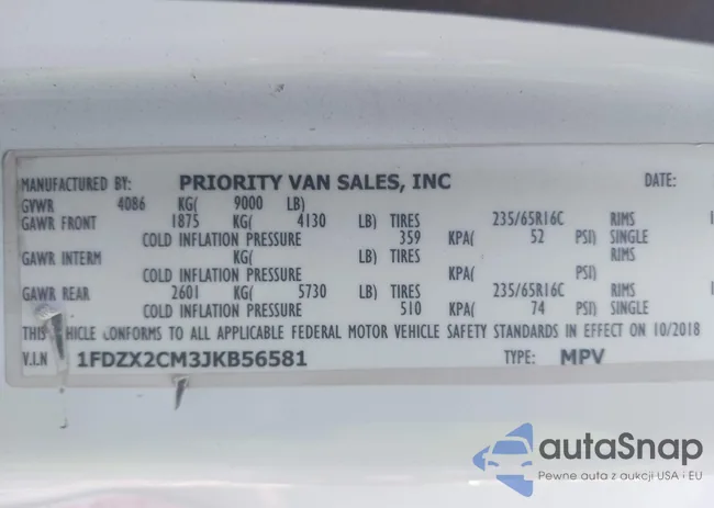 1FDZX2CM3JKB56581: 43241411