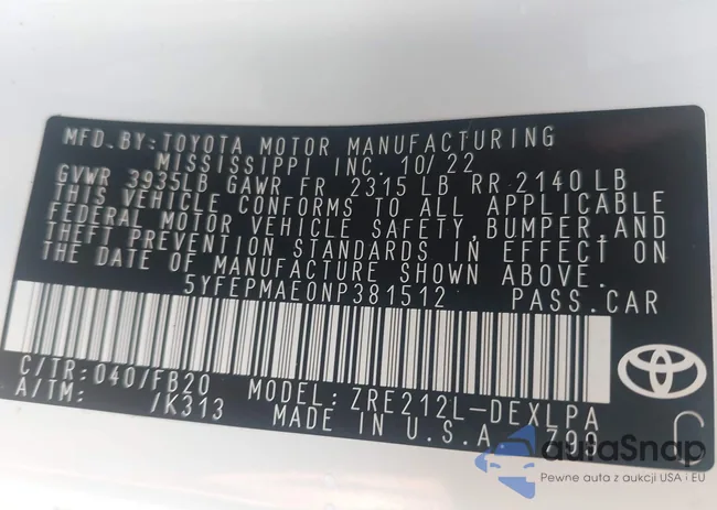 5YFEPMAE0NP381512: 43241421