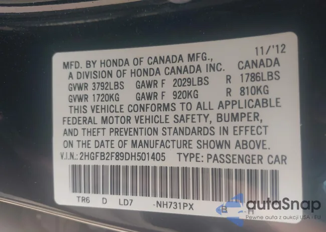 2HGFB2F89DH501405: 43240520