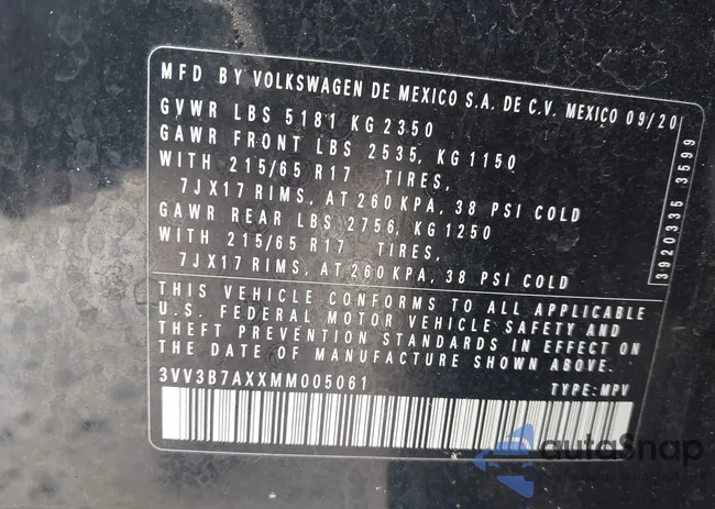 3VV3B7AXXMM005061: 43240614