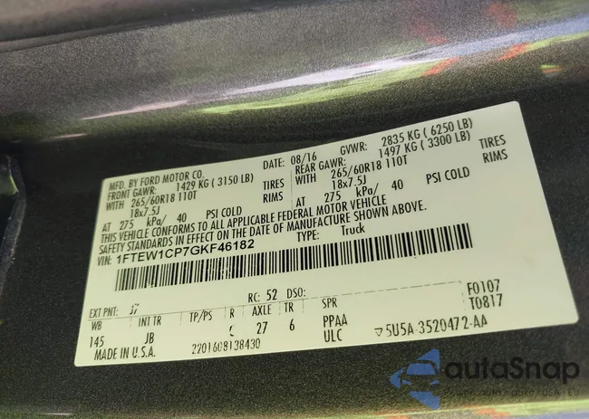 1FTEW1CP7GKF46182: 43240723