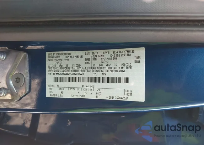 1FMCU9GD2KUA93528: 43240730