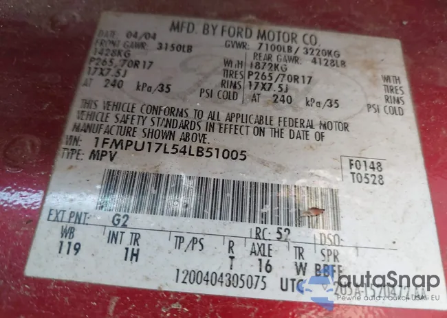 1FMPU17L54LB51005: 43240854