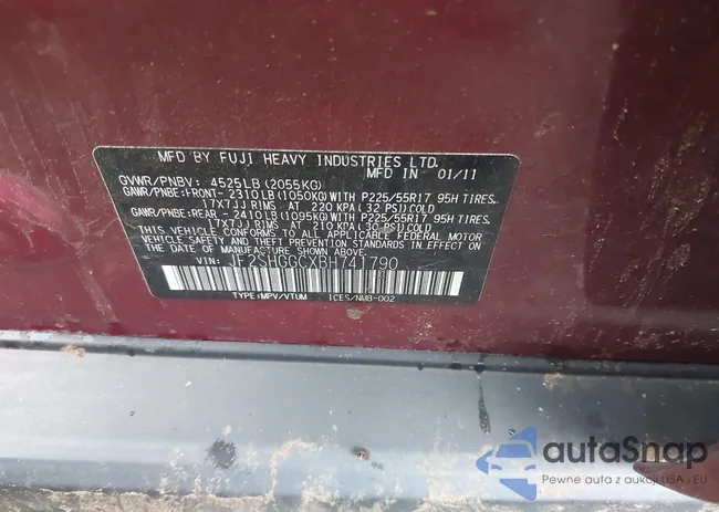 JF2SHGGCXBH741790: 43241890