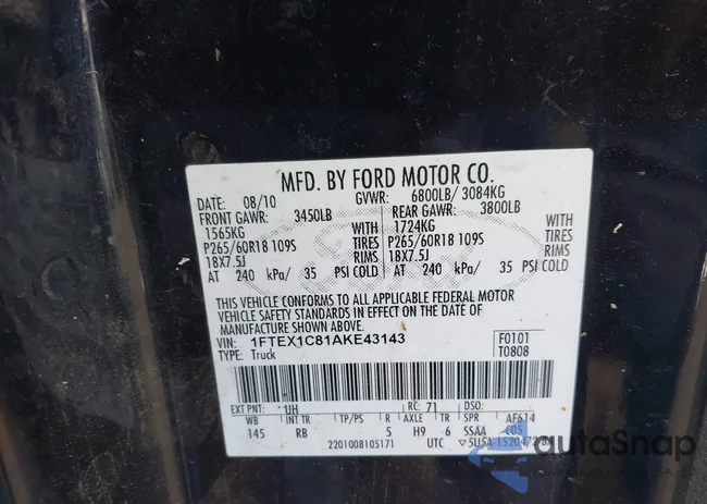 1FTEX1C81AKE43143: 43242092