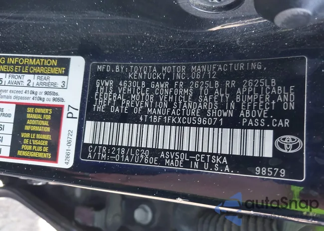 4T1BF1FKXCU596071: 43242253