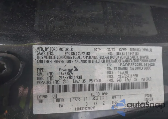 1FADP3F22EL141428: 43242354