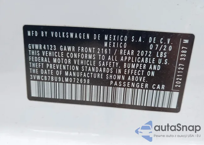 3VWCB7BU9LM072698: 43242362