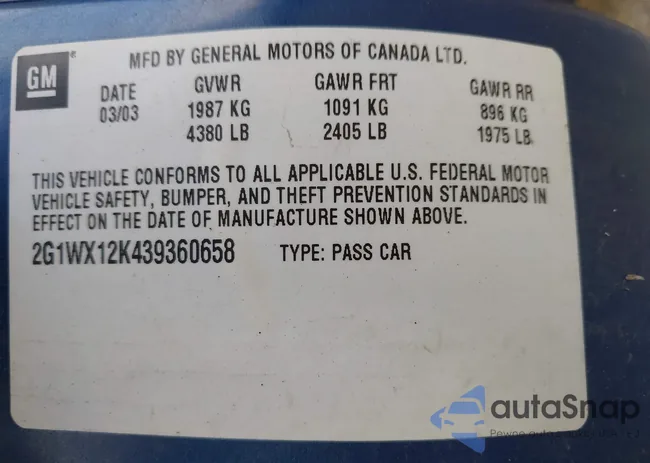 2G1WX12K439360658: 43242376