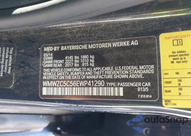 WMWZC5C56EWP41290: 43241546