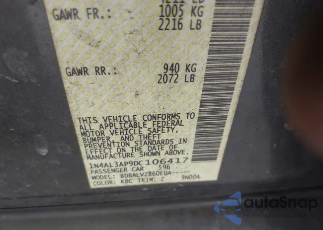 1N4AL3AP9DC106417: 43241635