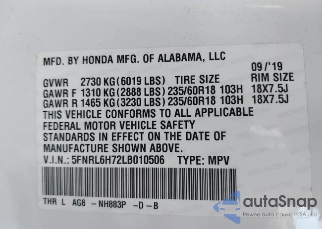 5FNRL6H72LB010506: 43241666