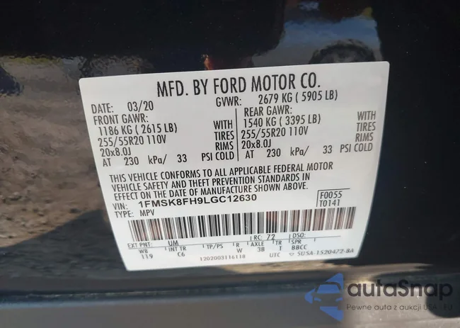 1FMSK8FH9LGC12630: 43241694