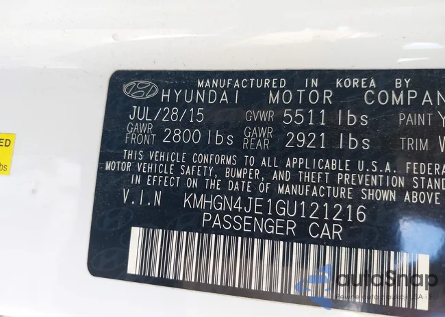 KMHGN4JE1GU121216: 43242911