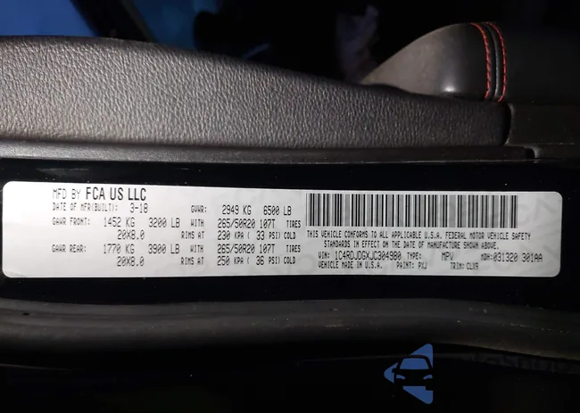 1C4RDJDGXJC304980: 43242998