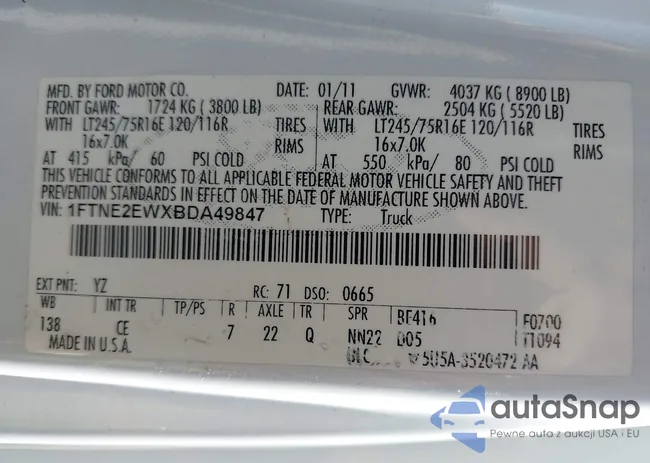 1FTNE2EWXBDA49847: 43243005