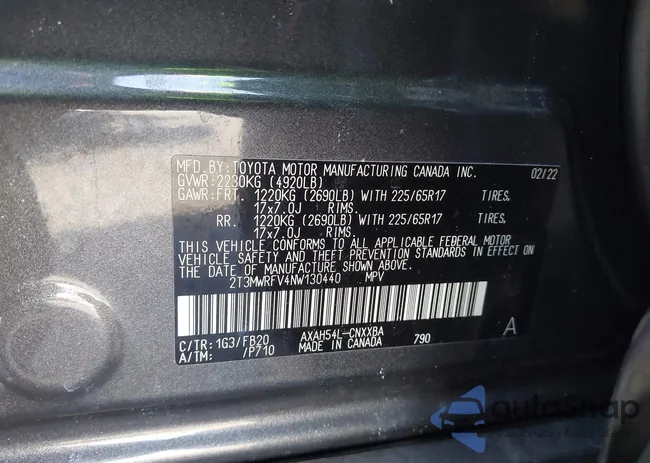 2T3MWRFV4NW130440: 43243095