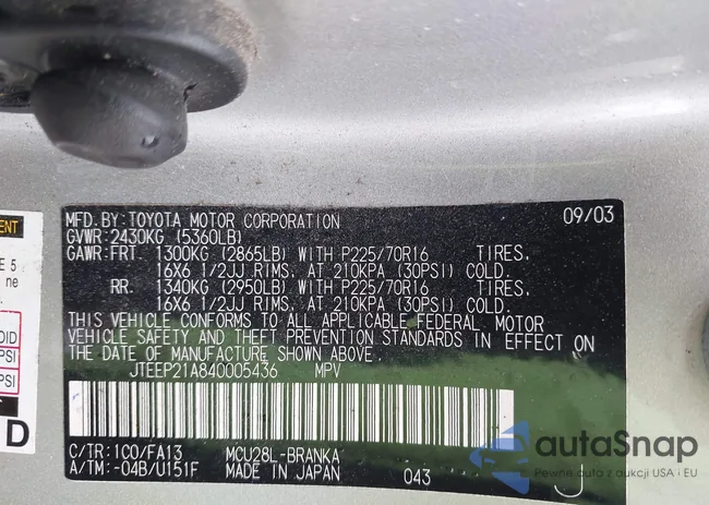 JTEEP21A840005436: 43243345