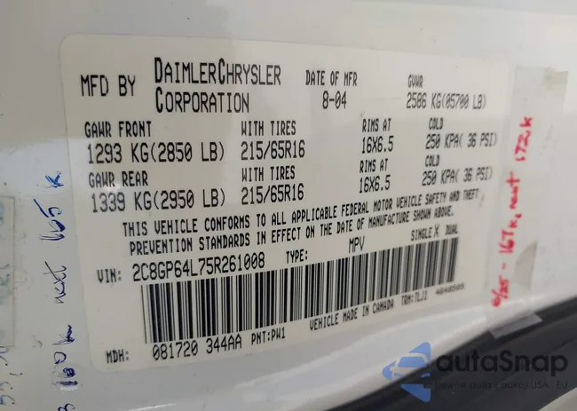 2C8GP64L75R261008: 43243346