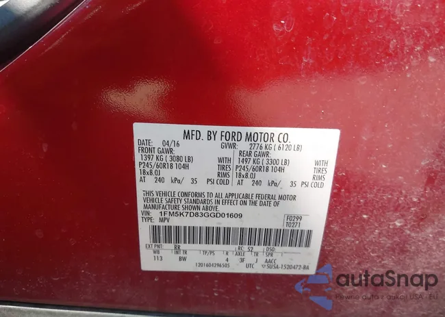 1FM5K7D83GGD01609: 43243418