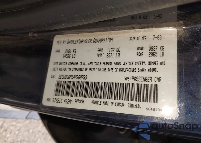 2C3HD36M54H669793: 43242468