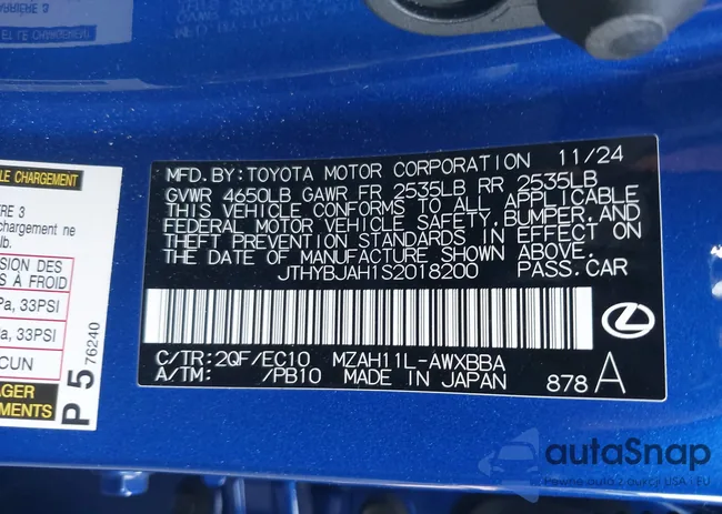 JTHYBJAH1S2018200: 43242547