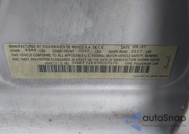 3VWEF71K97M157575: 43242549