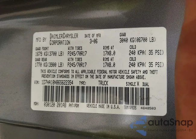 1D7HA18N86S622354: 43242578