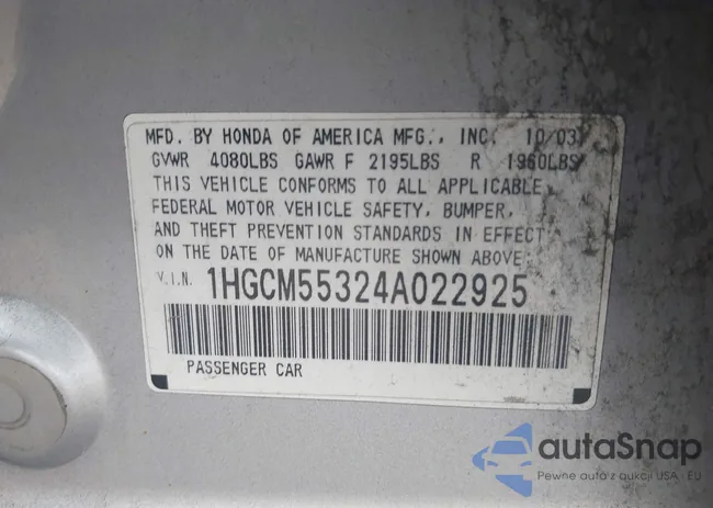 1HGCM55324A022925: 43242582