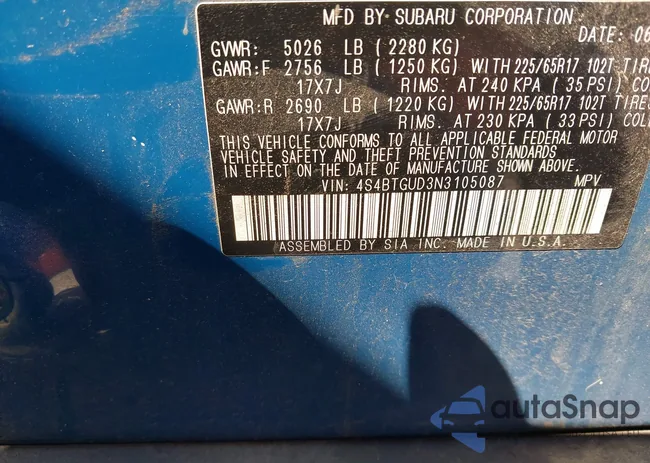 4S4BTGUD3N3105087: 43243871