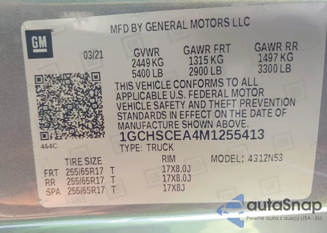 1GCHSCEA4M1255413: 43243881