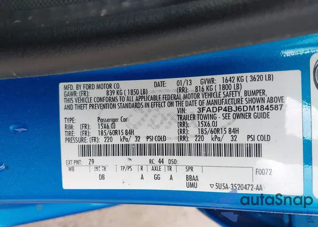 3FADP4BJ6DM184587: 43244086