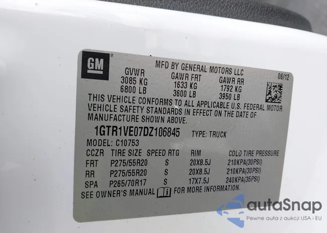 1GTR1VE07DZ106845: 43244126