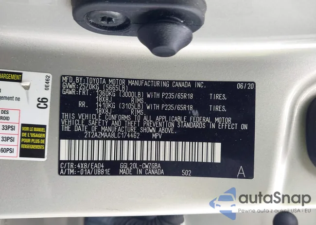 2T2AZMAA8LC174462: 43244306