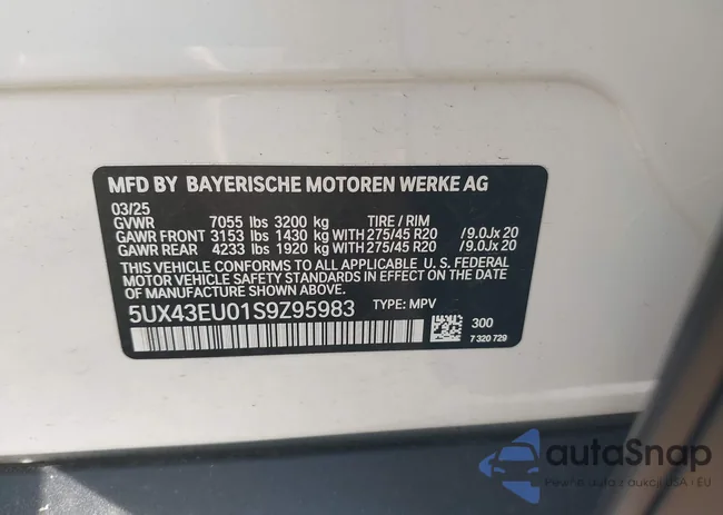 5UX43EU01S9Z95983: 43244314