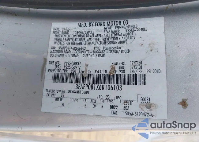 3FAFP081X6R106103: 43244440