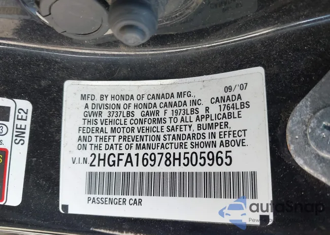 2HGFA16978H505965: 43243505