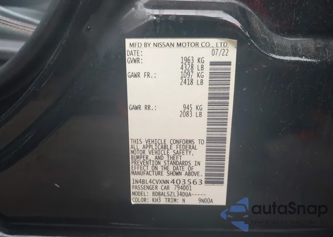 1N4BL4CVXNN403563: 43243508